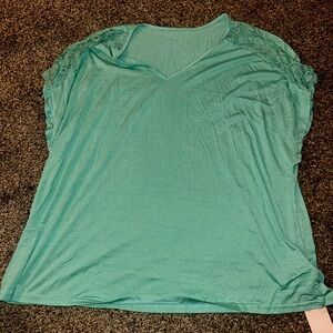 SHEIN- Emery Rose lace sleeve Tealish color plus size